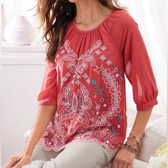 NWOT Soft Surroundings Sunrise Canyon Bella Top Size XL - Picture 2 of 11